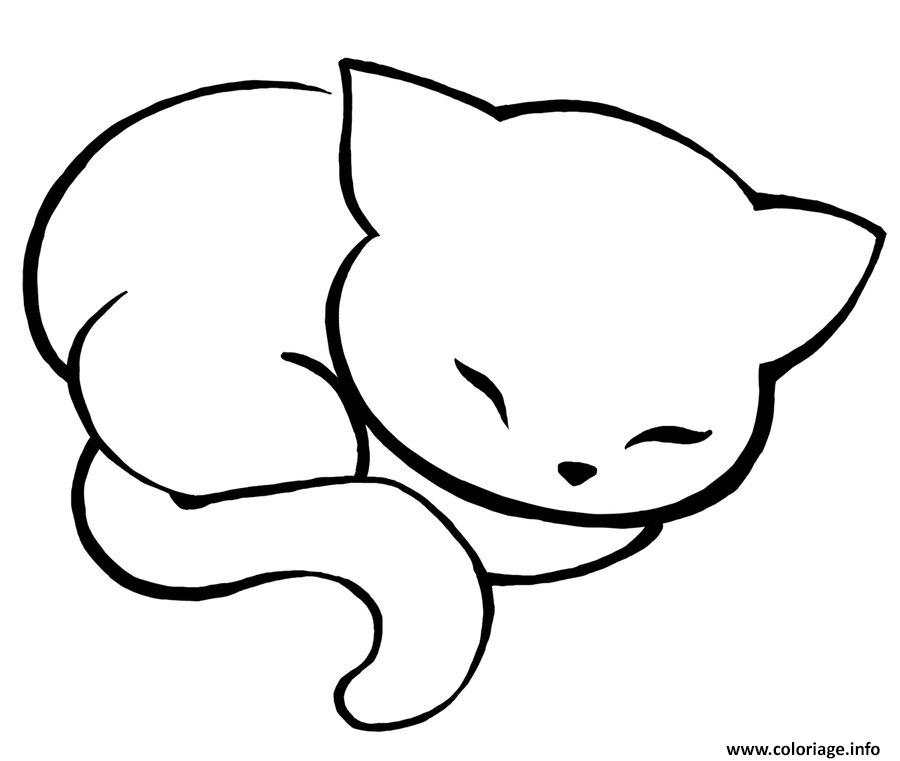 Dessin dessin chat fait dodo Coloriage Gratuit à Imprimer